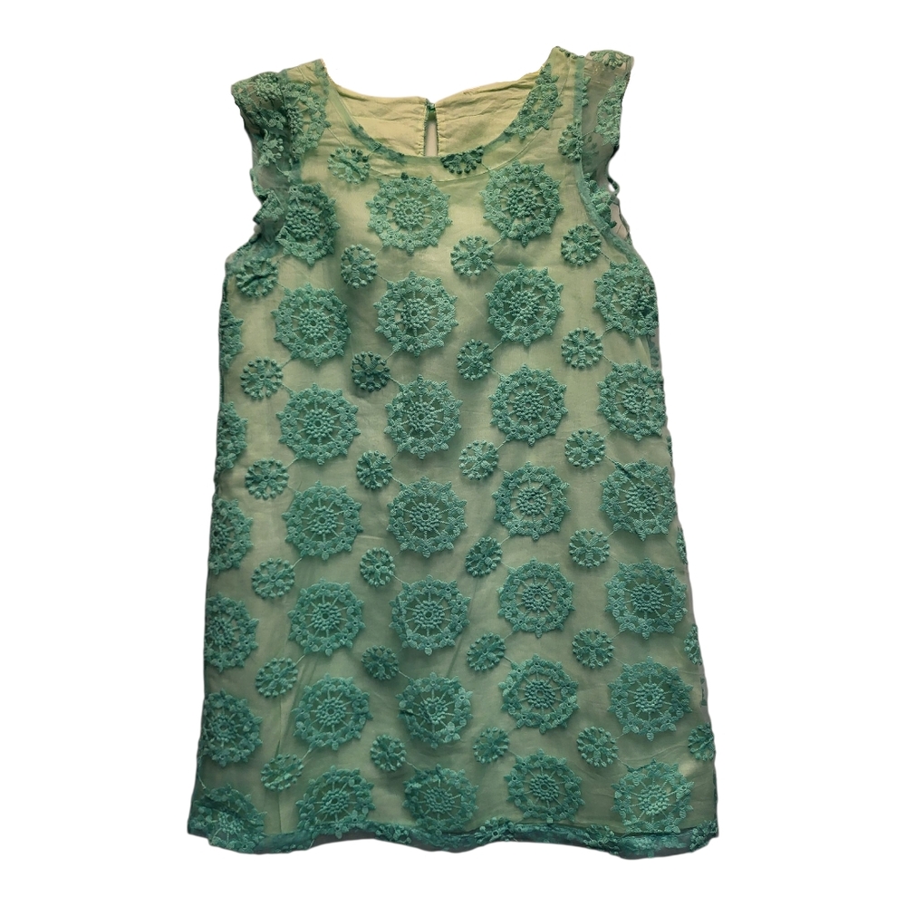 Cherokee Girls Nettle Green Embroidered Shift Dress Lined School - Size 14/16